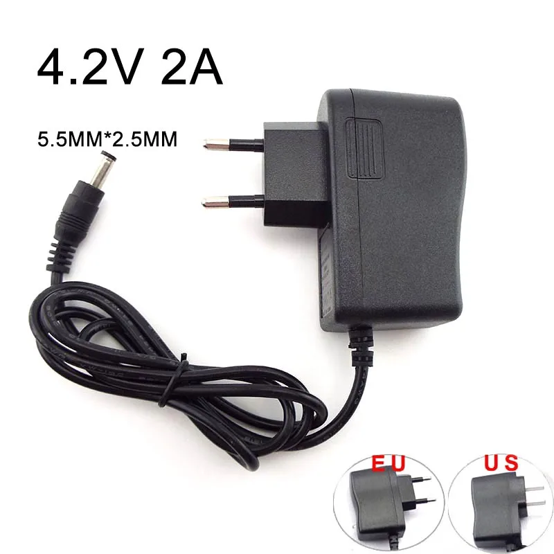 1/2/5pcs 4.2V 2A DC Adapter Power Supply Charger 5.5*2.5MM 110-220V for 18650 Lithium Battery Strip LED TV Box EU US Plug
