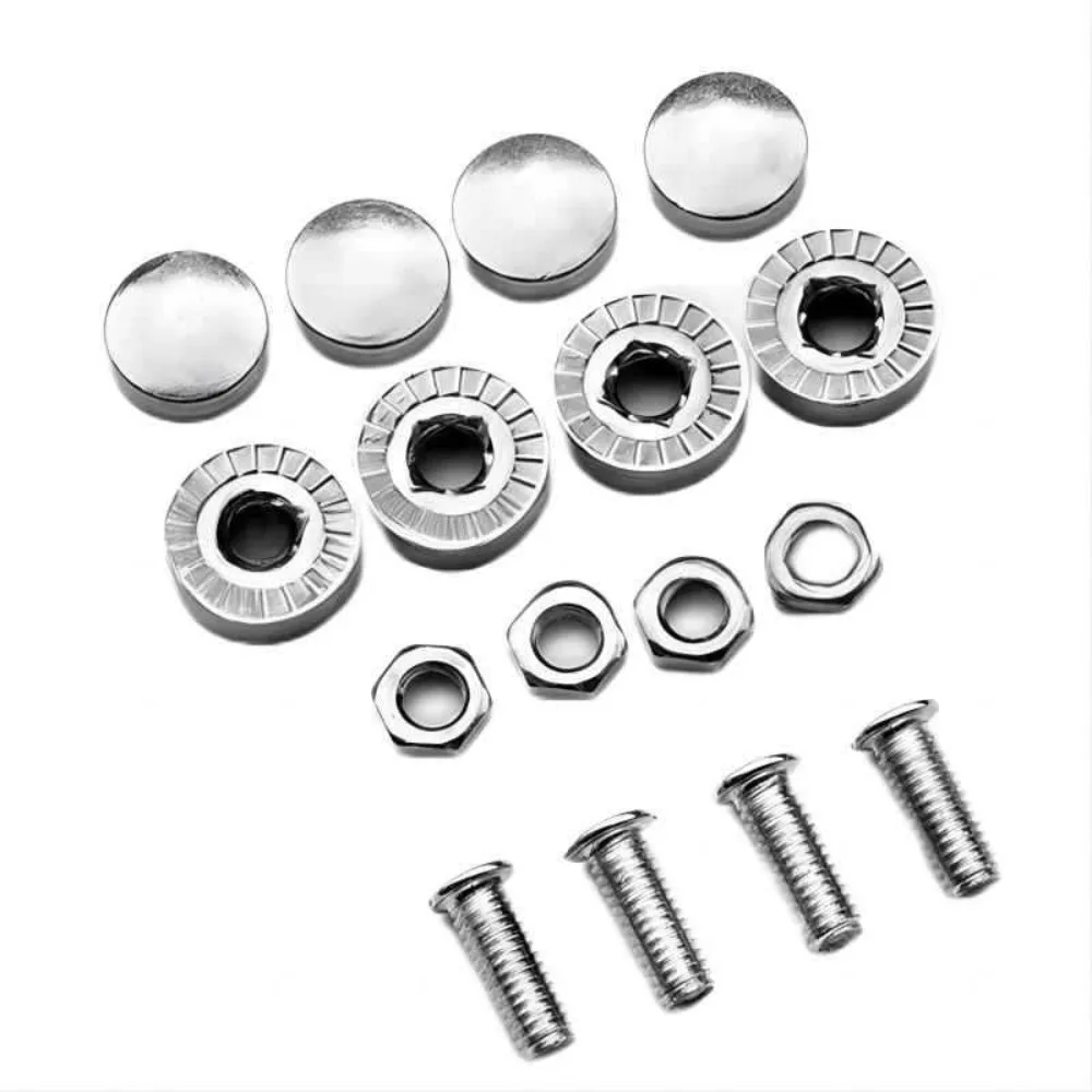 New Alloy Chrome Anti-theft Screws Silvery Circular Car License Plate Bolts Number Plate Fixing Nut