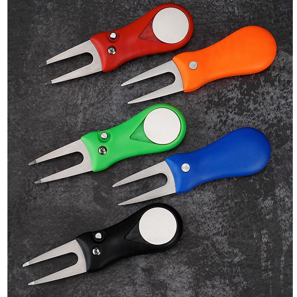 Stainless Steel High Quality Golf Divot Tool Folding Greens Fork Button Grass Repair Tool Ball Marker Outdoor