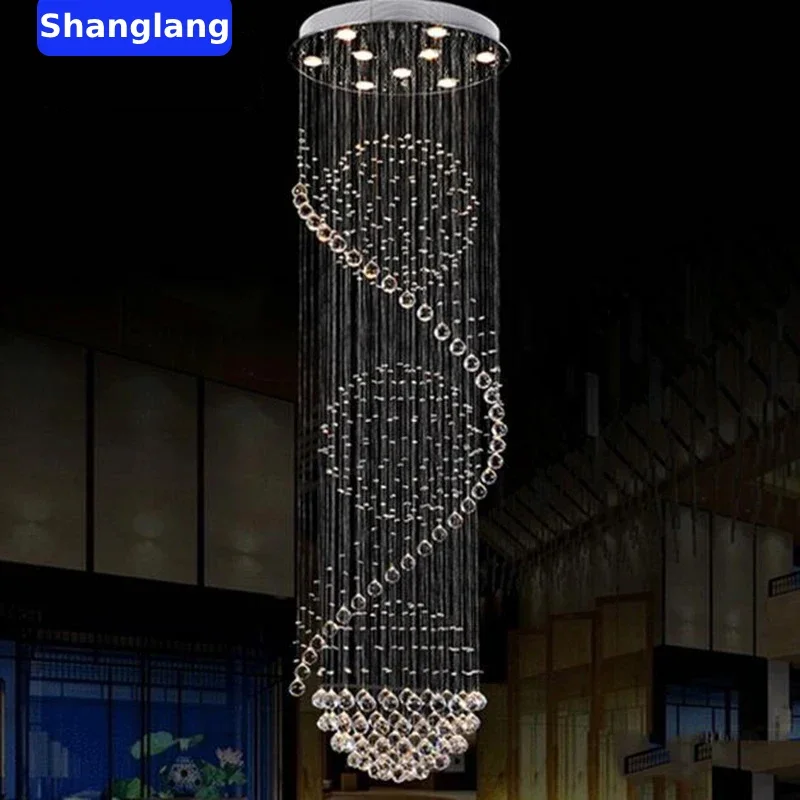 

Modern LED Spiral Living Crystal Chandeliers Lighting Indoor Long Fixture For Staircase Stair Lamp Showcase Bedroom Hotel Hall