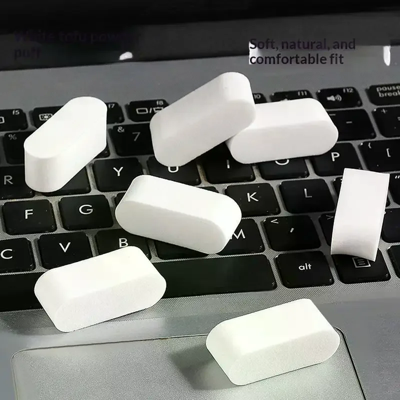 Esponja de maquillaje suave, 10 Uds., uso húmedo y seco, base blanca, corrector, esponja de polvo para difuminar, herramienta cosmética