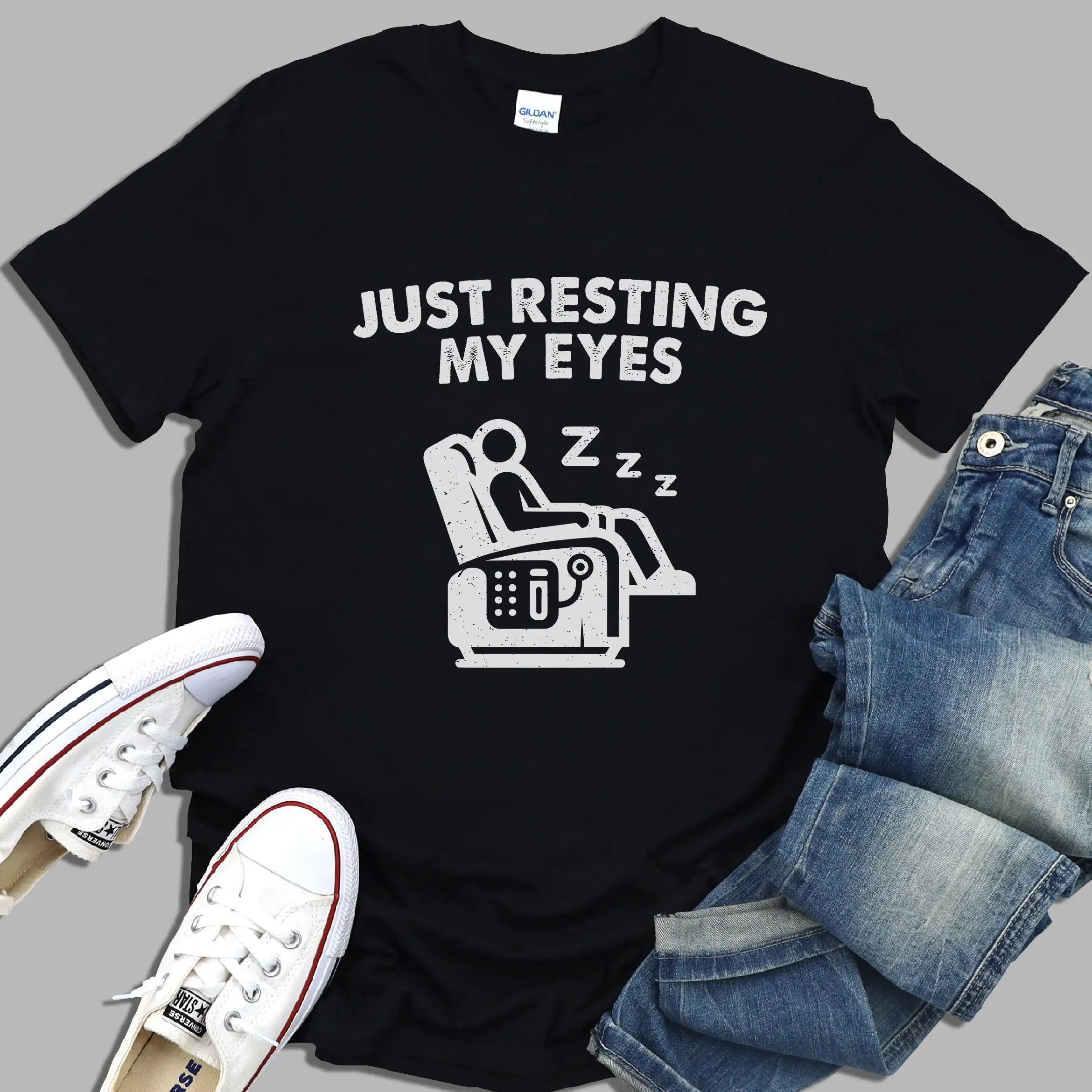 Funny T Shirt Men Just Resting My Eyes Tired Dad Father's Day Nap Champ For Recliner Chair