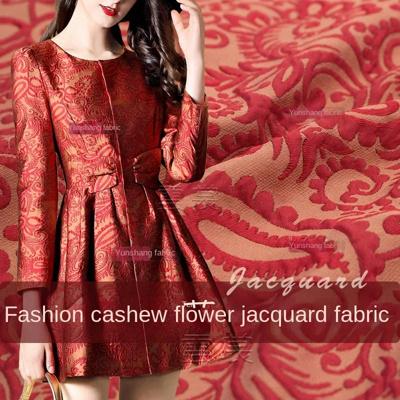 

Парчовая жаккардовая ткань, весенне-осеннее платье с цветком кешью, ветровка, одежда, европейский бренд, модный дизайн, оптовая продажа, ткань