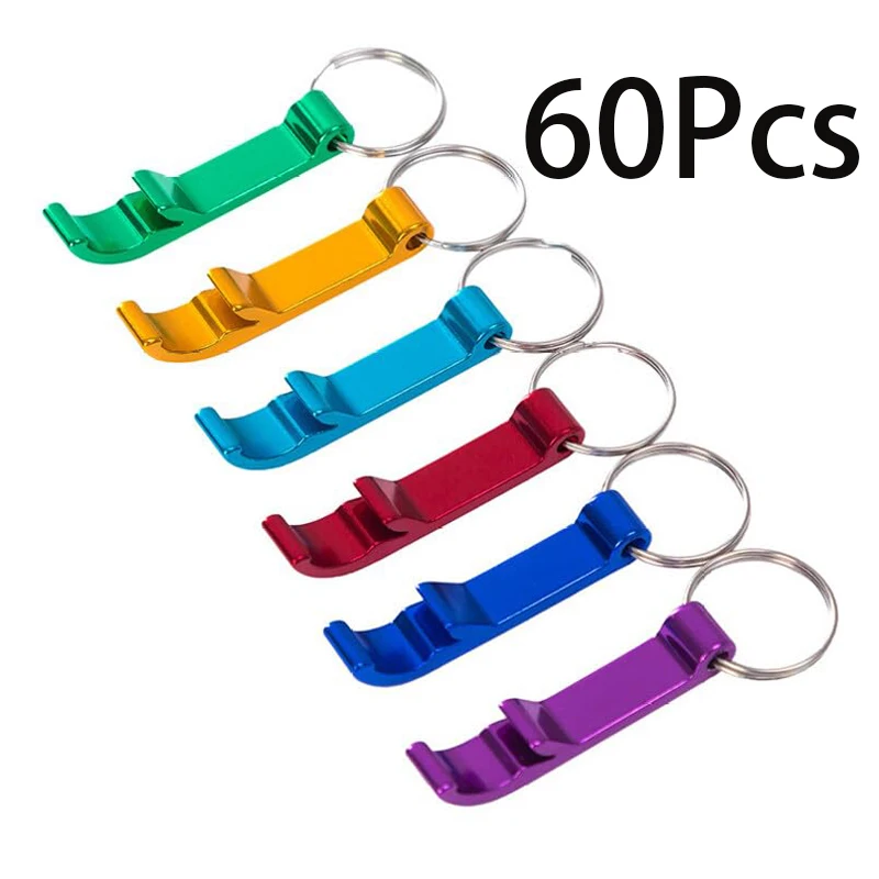 

60Pcs Bottle Opener Keychain for Men Women Multicolor Aluminum Openers Keyring Key Chain Beer Can Bottle Opener Party Favor