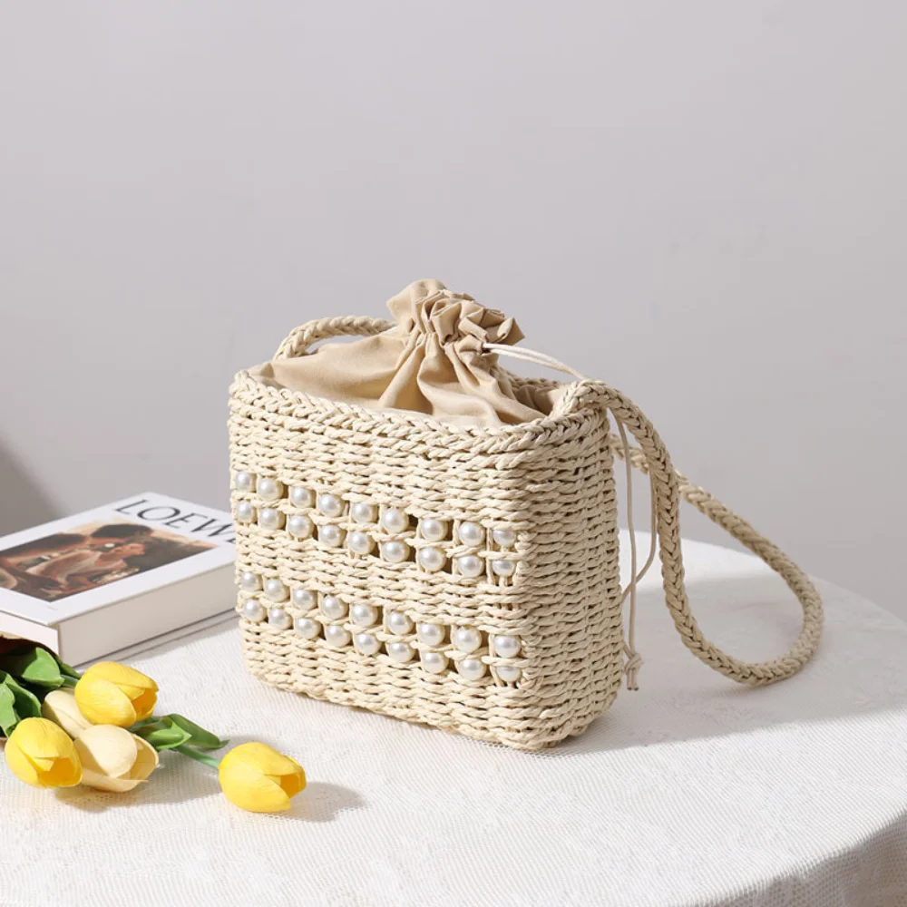 Square Shape Square Straw Woven Bag High Quality Straw Woven Fashion Woven Bag Casual Beach Bag