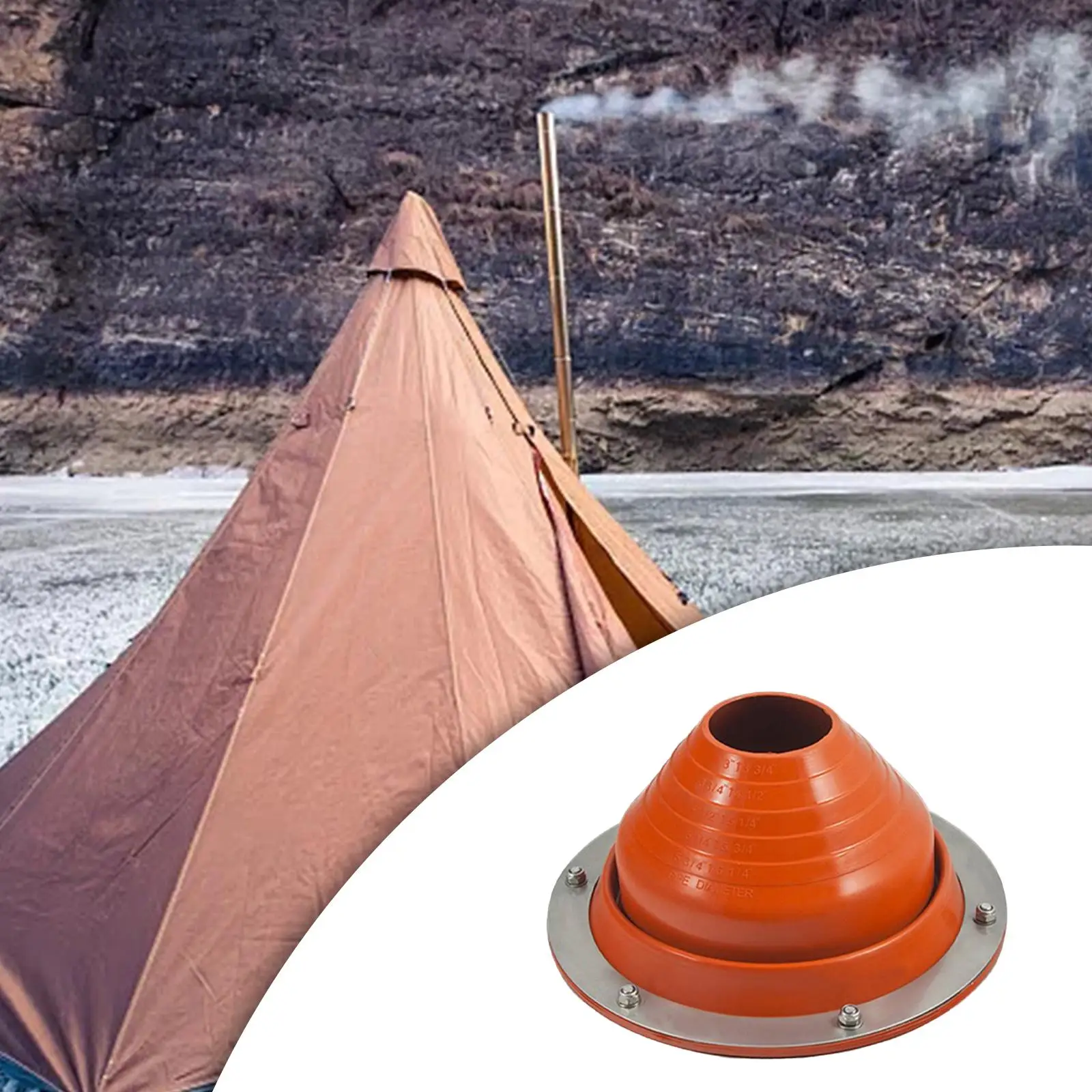 

Silicone Roof Pipe Flashing Wood Burner Flue Pipe Fitting Round Base for Outdoor Camping