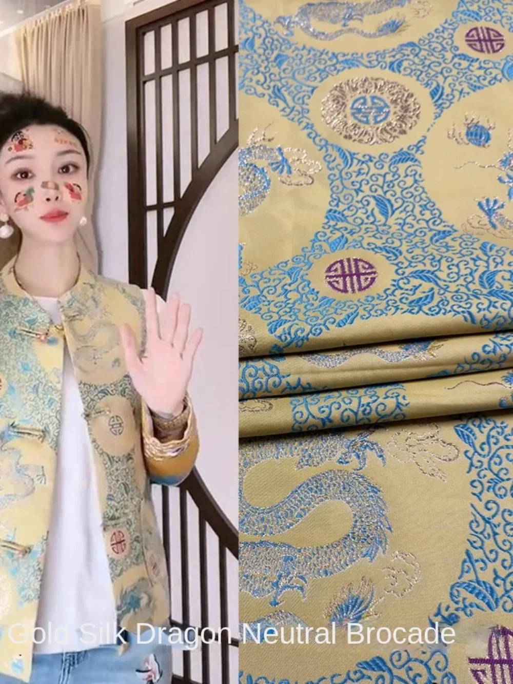 

Жаккардовая ткань в китайском стиле, тканая парча, одежда, швейная ткань на метр, оптовая продажа, ткань «сделай сам», шитье