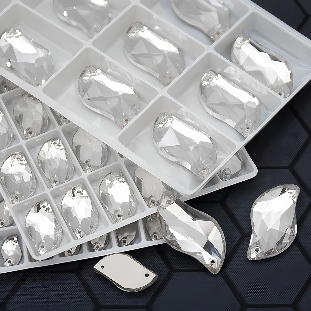 S Shape Sew On Rhinestone Crystal Glass Strass Stone  Flat Back with Two Holesfor Wedding Garment Ornament Clothes Bags Shoes - view 5
