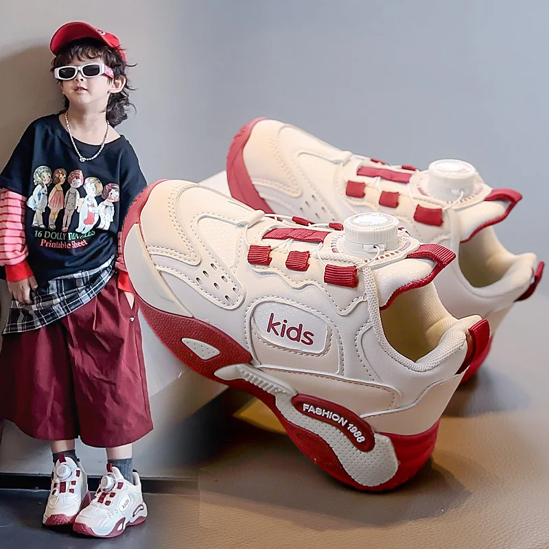 أحذية رياضية زر دوار للأطفال احذية الجري غير القابلة للانزلاق العصرية سميكة لينة وحيد 2025 موضة جديدة حذاء رياضي #6