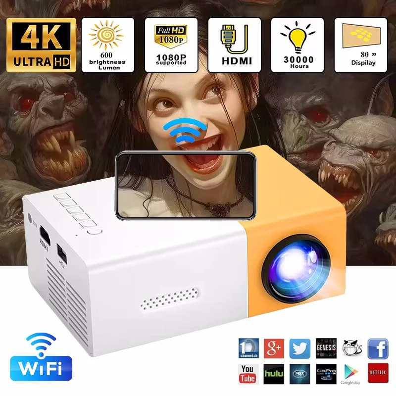 YG300 Portable Projector HD 1080P Projetor 800 Lumen Manual Focus WiFi Bluetooth Home theater Cinema Outdoor Video LED Projetor