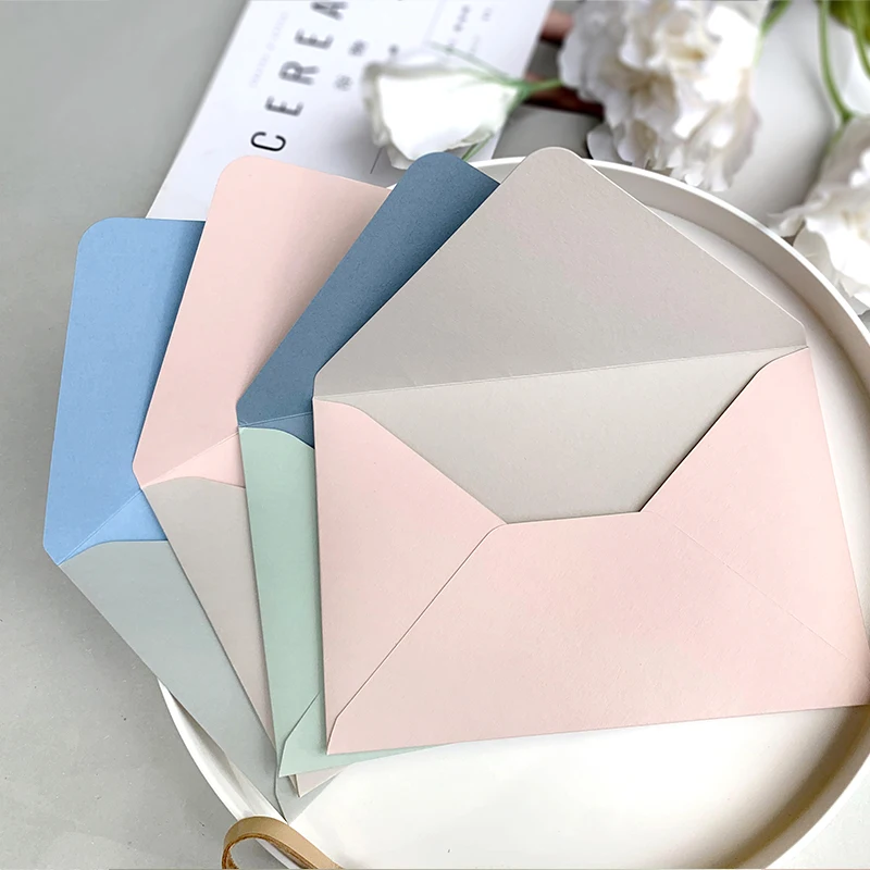 

5PCS Two-color Paper Four Seasons Fresh INS Envelope Wedding Envelope Card Sleeve 120X175MM