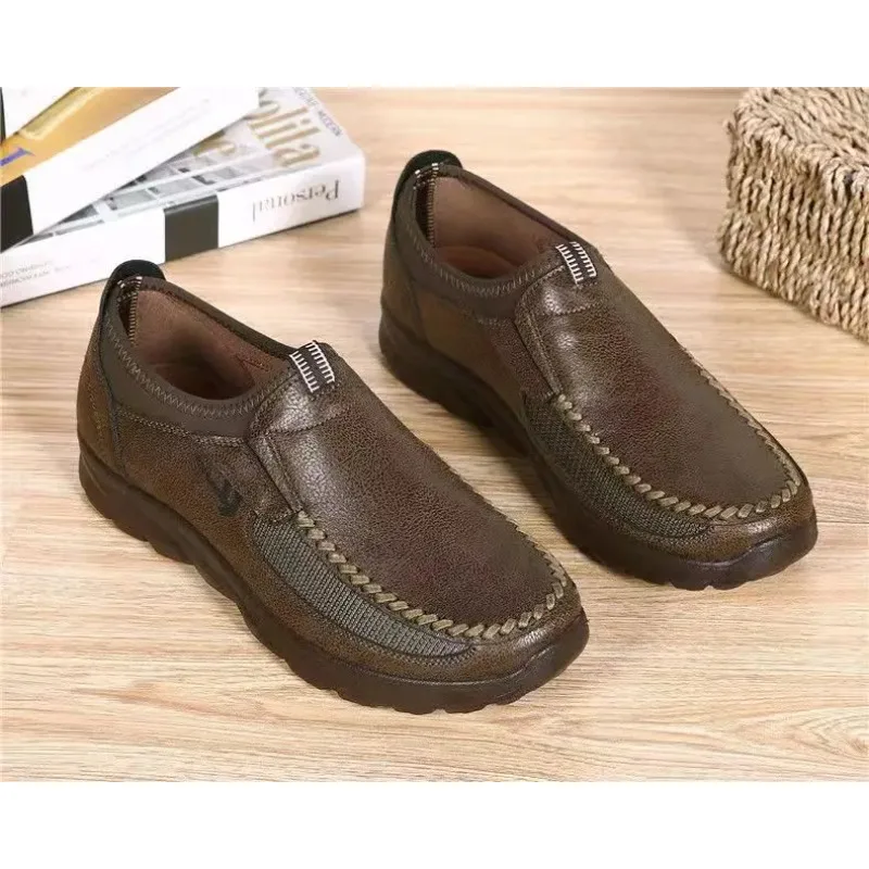 

Men's Casual shoes Slip on Loafers Plus size 38-50 Trainers Adult Patchwork None-Woven Breathable Boat shoes leather male shoe