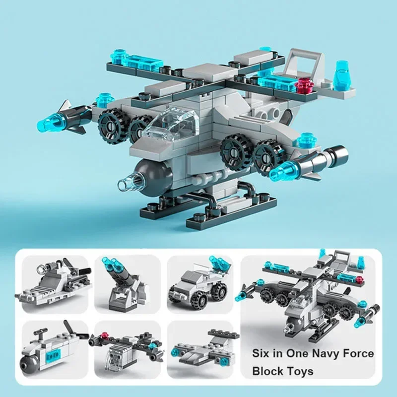 6 in 1 Kids Bricks Toys Vehicle Shapes Aviation Spaceport Model Building Blocks Construction Baby Intelligence Development Gift