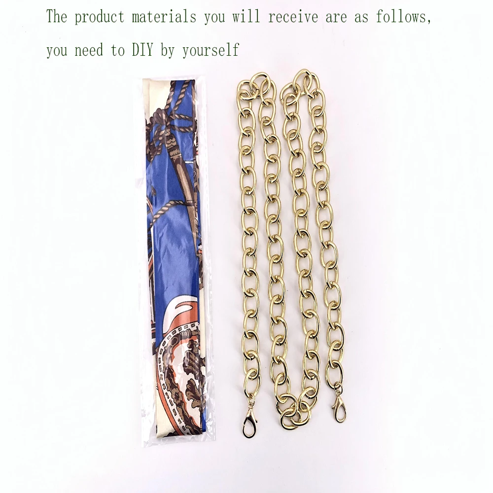 Suitable for round cake white cosmetic bag transformation silk scarf chain strap accessories Quality chain