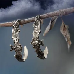 Vintage Creative Bat Pendant Earrings Charm for Women Silver Color Jewelry Party Boho Animal Earring Accessories Gifts Wholesale