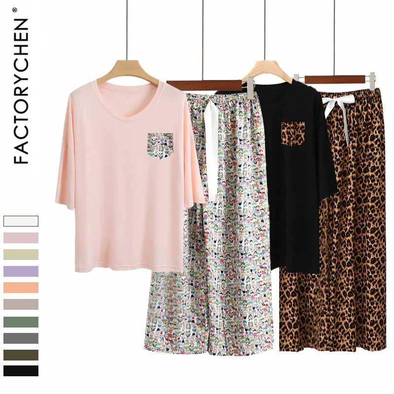 

Spring Summer Modal Silk Women's Spwear Thin Home Clothes Set Faionable Comfortable Breathable Long Sve Pajamas Set