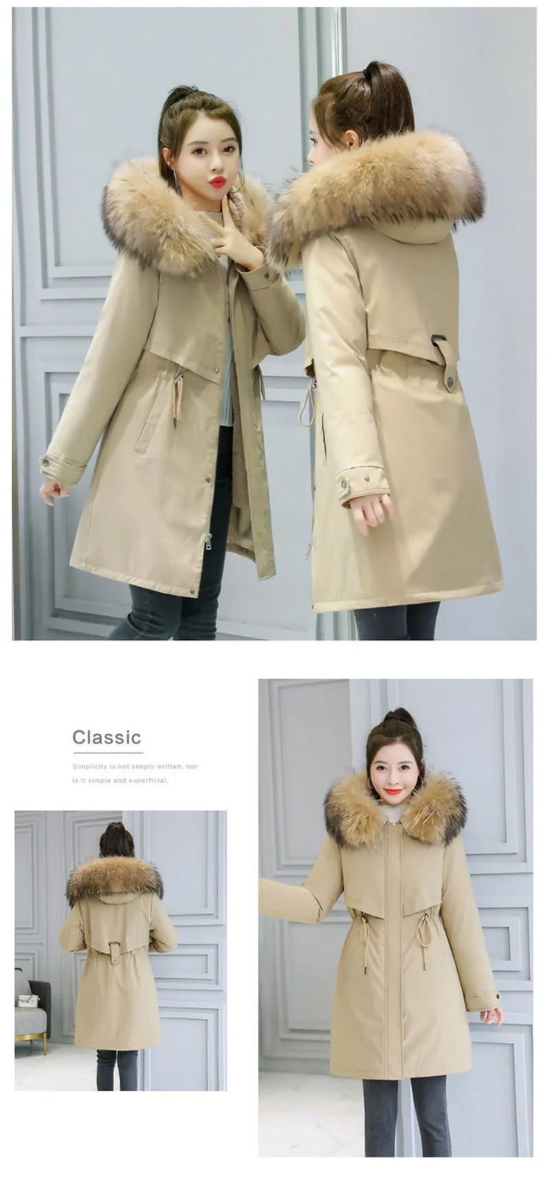 New Winter Jacket Women's Parkas Thick Warm Fur Lining Long Parka Female Hooded Padded Coat Outwear Female Windbreakers 6XL