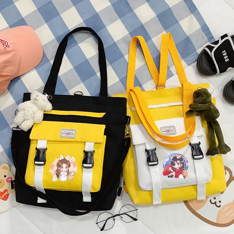 Black White Pink Yellow,Heaven officials blessing, Tian Guan Ci Fu, Anime Messenger Crossbody Shoulder Bags For School Girls