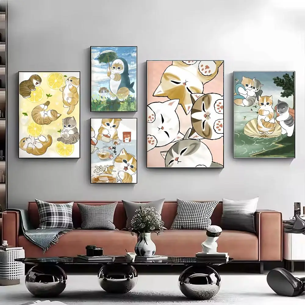Fluffy Character M-Mofusand Poster HD Wall Art Aesthetic Home Decor for Living Room Bedroom Café Office Stylish Gift