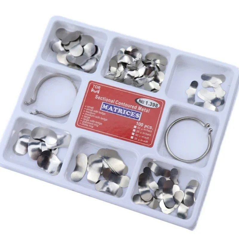

Dentalss 1.398 Stainless Steel Matrixs Rings Bands With 2 Rings /Dentalss Matrix SRings Bands