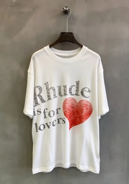 2026 new Vintage Distressed Red Heart Letter Graphic Print High‑Quality Comfort Loose Retro Short‑Sleeve Tee