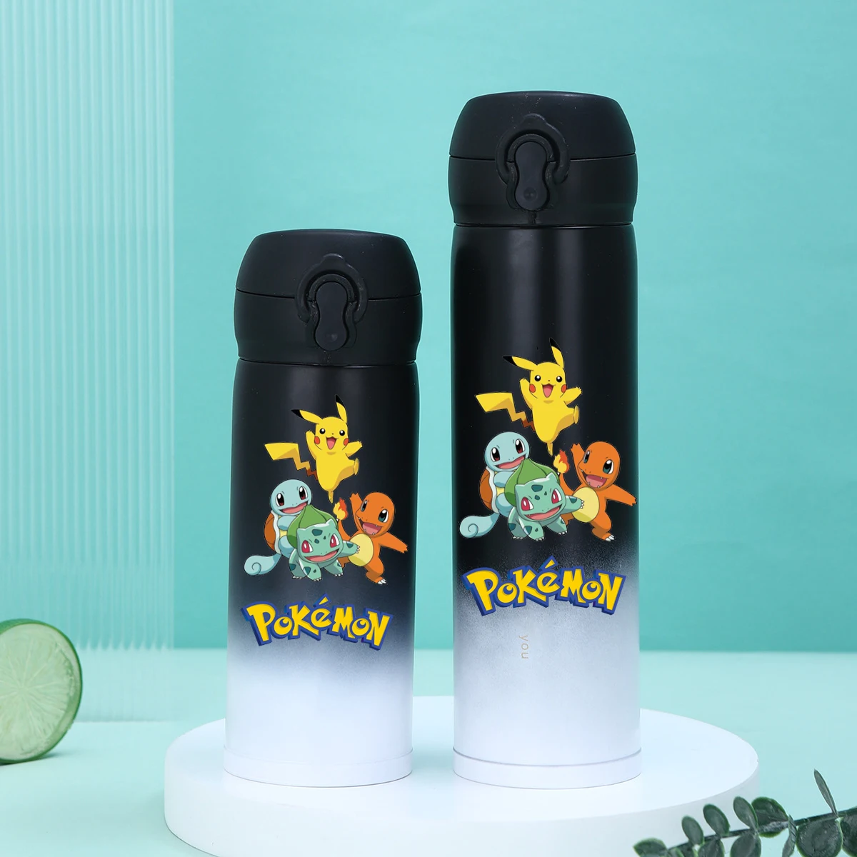 Pokémon Anime Figura 304 Aço Inoxidável Bouncing Cup, Thermos vácuo carro portátil, Mudança de cor, mudança de cor, portátil