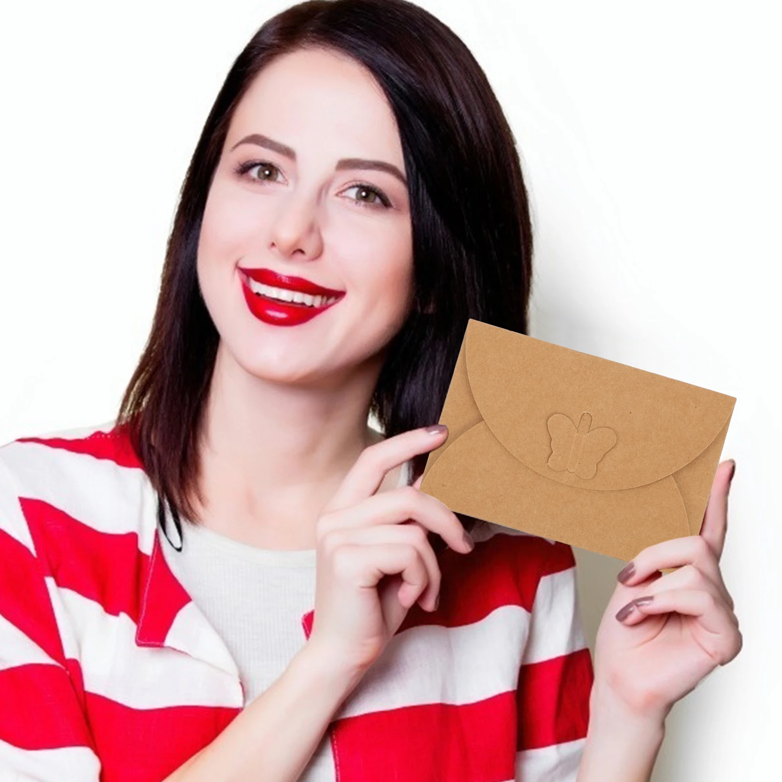 

50 PCS Butterfly Clasp Envelope Small Brown Envelopes Vintage Christmas Paper Stationery Stationary Kraft Retro