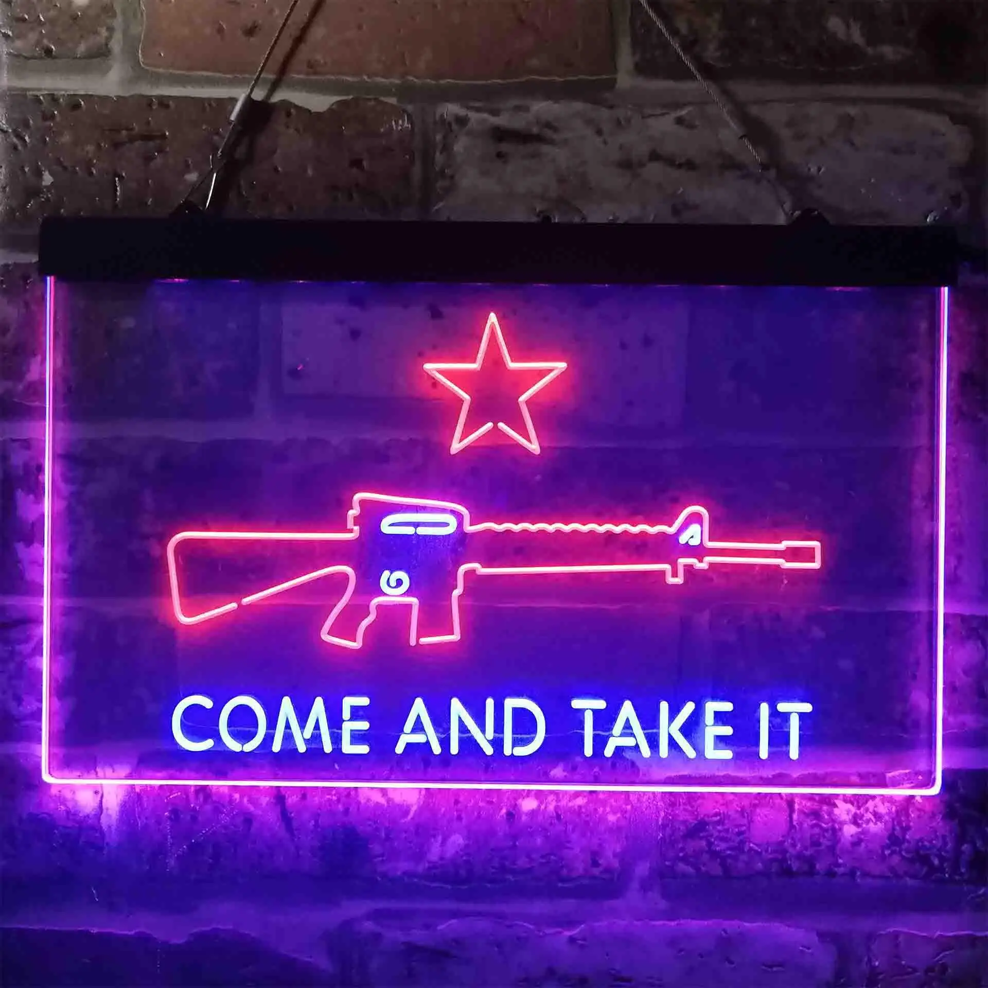 Come and Take It Gun Star Military Army Dual Color Led Neon Sign st6-i3910