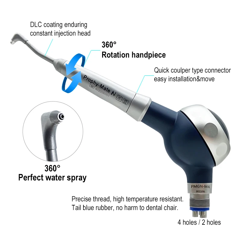 VVDental Air Polisher Handpiece for Prophy-Mate Neo Prophy Jet Anti Suction Oral Hygiene Teeth Polishing Sandblaster 2/4 Holes