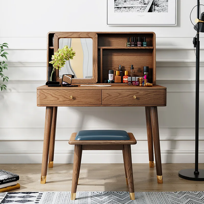 

Nordic solid wood dresser ash wood storage modern small apartment light luxury makeup simple makeup
