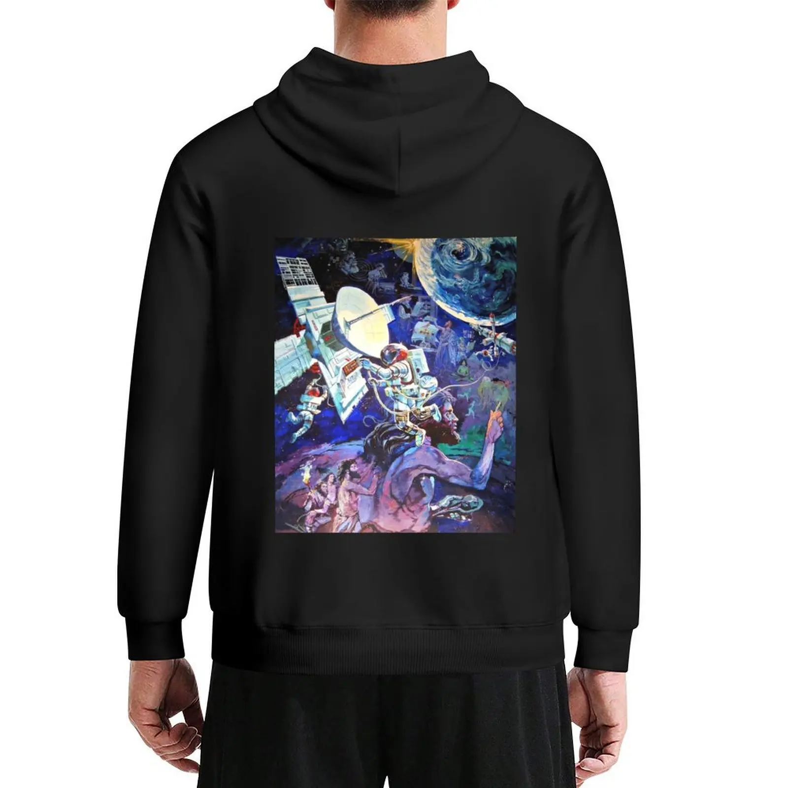 

Spaceship Earth Mural Hoodie japanese style autumn korean autumn clothes clothes for men new in hoodies & sweat-shirt