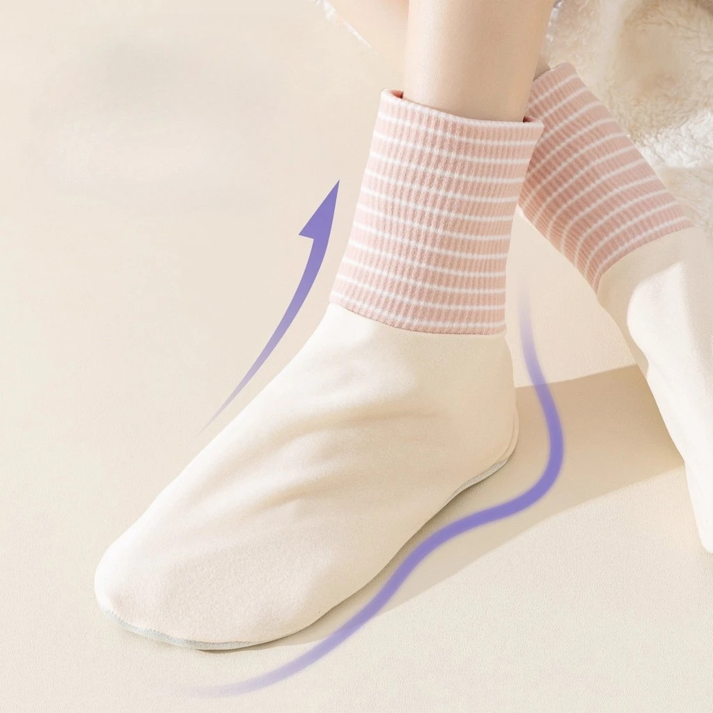 Home Floor Socks Women Striped Casual Long Socks Air-conditioned Room Cold-proof Breathable Sweat-absorbent Loose Sleeping Socks