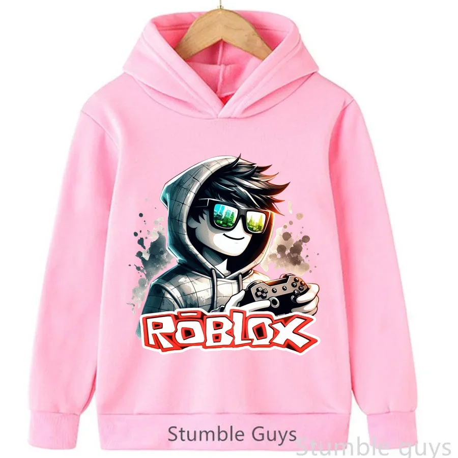 Roblox Kids هوديي الخريف الشتاء أزياء لعبة طباعة بنين بنات عارضة الزي الرياضي