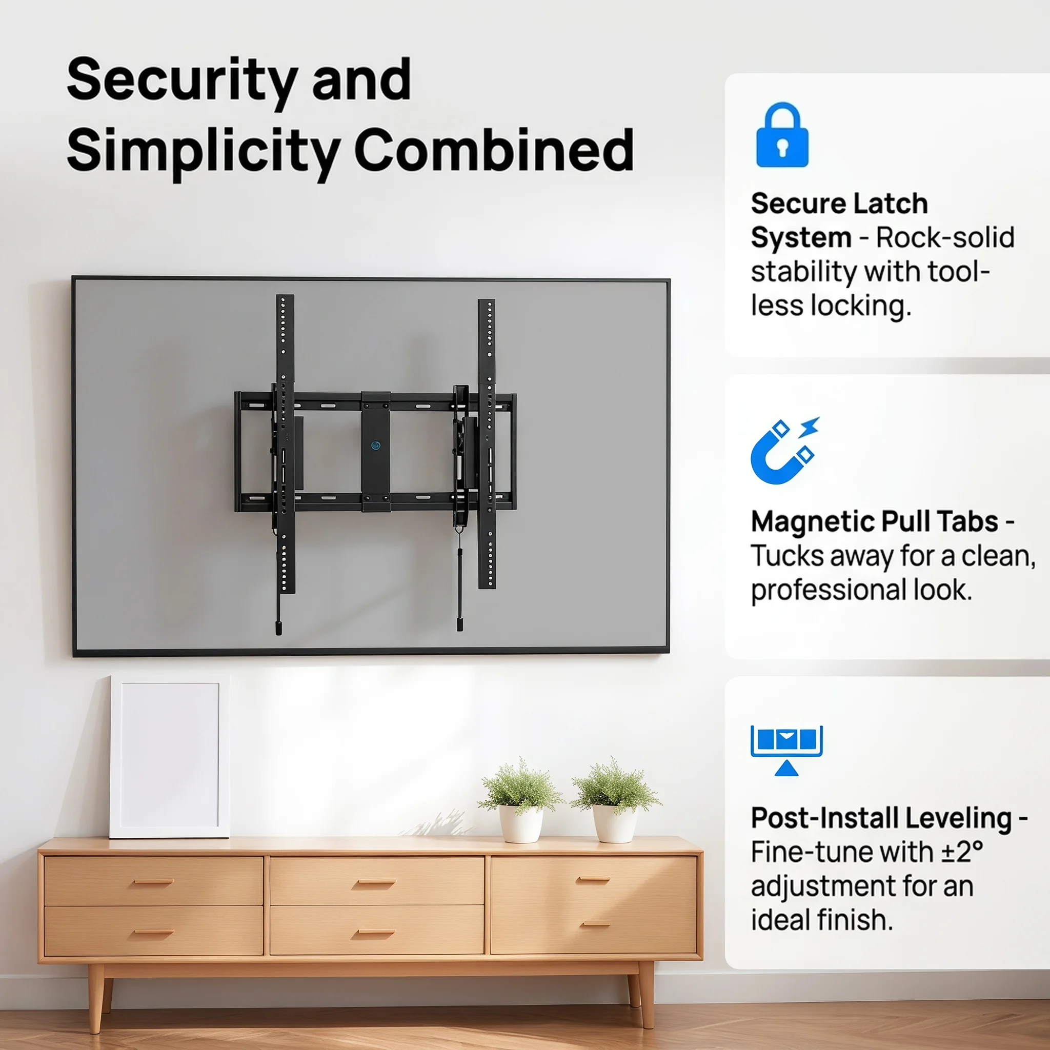 Listed Advanced Tilting TV Wall Mount Bracket for 42-100 inch Large TVs up to 160 lbs, Ultra Slim Low Profile Tilt TV Mount Fits 16/24 inch Studs, Max VESA 600x600mm