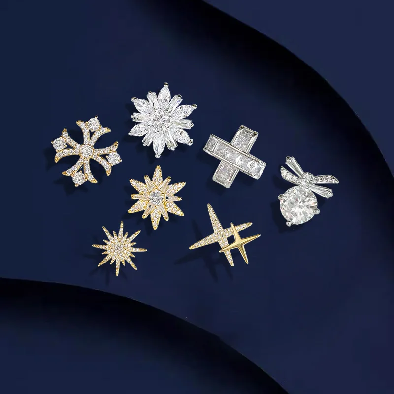 Trend Zircon Octagram Small Brooch High-end Anti-light Star Collar Pin Versatile Mini Corsage Cardigan Buckle Pins Lapel Pins