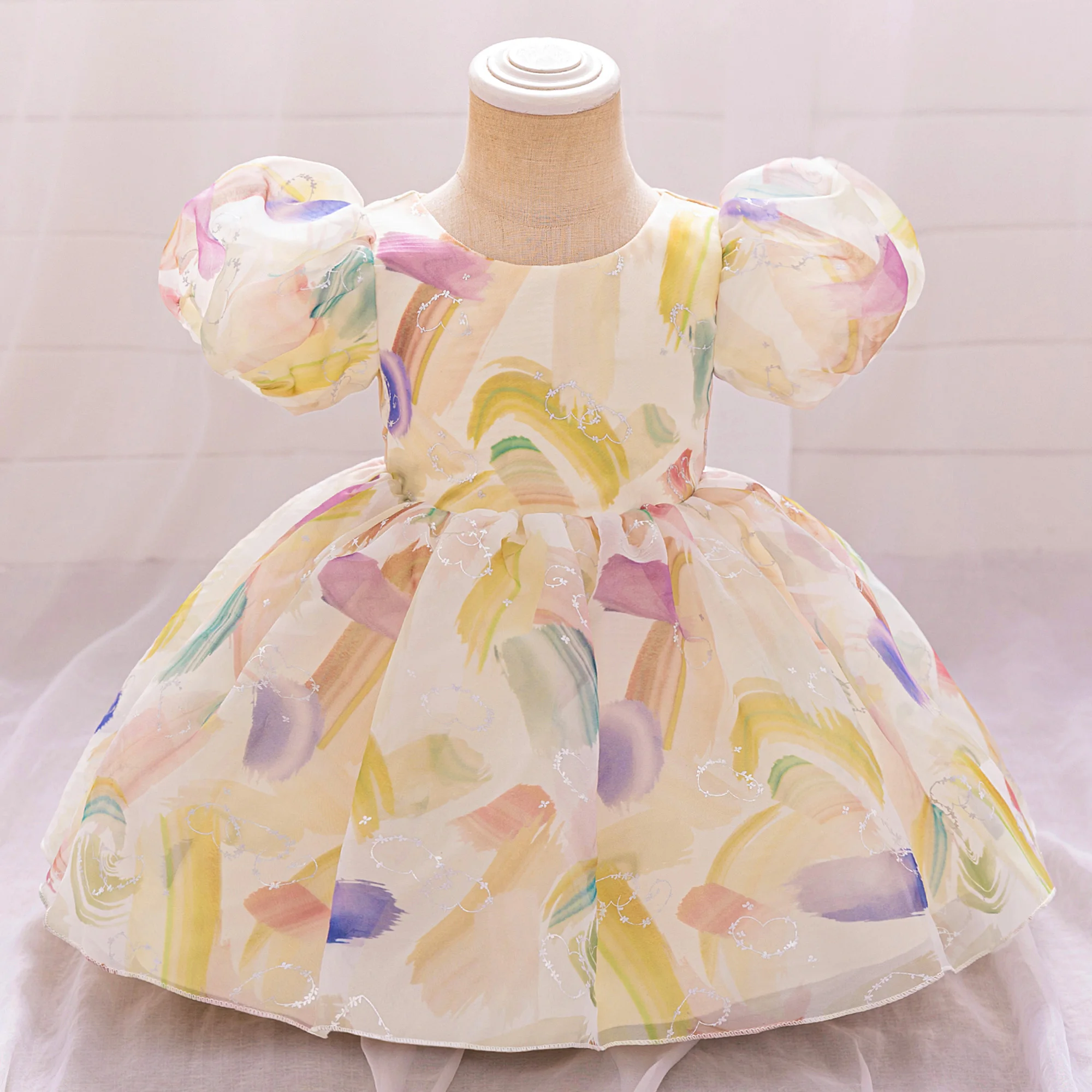 

Toddler Baby Girls Christmas Dress Kids Colour Printing Tulle Tutu Elegant Kids Birthday Party Gown Flower For Wedding Baby's