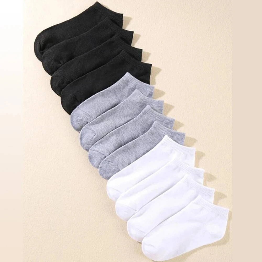 12 Pairs Men\'s Boat Socks Breathability Sweat Absorption Sports Business Socks Leisure Solid Color Men\'s Low Tube Floor Socks