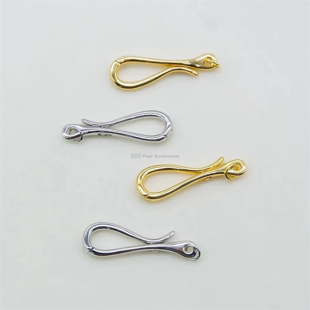 

DIY Pearl Clasps & Hooks Agate Accessories Simple Smooth Extended Hook Buckle Copper Plated 18K Gold V117