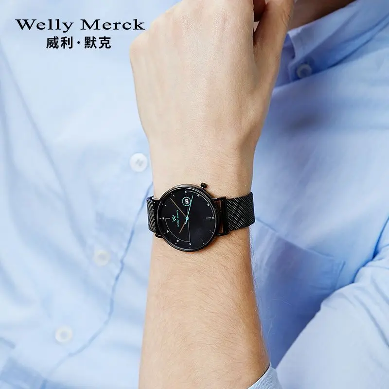 Welly Merck-Quartz ساعة للرجال والفتيان ، ساعات طلاب بسيطة ، أزياء حقيقية ، WM