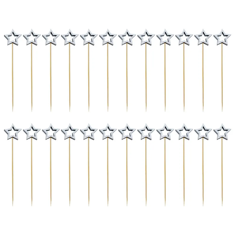 

150Pcs Star Cocktail Picks Bamboo Skewers Toothpicks Food Garnish Fruit Appetizer Party Decorations Skewer Sticks