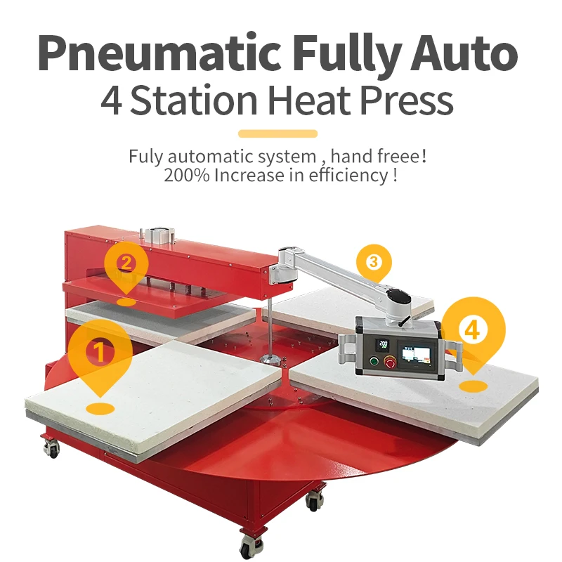 Penumtic 4 Station Higher Pressure Suitable for Professional Transfer Aluminum Plate Heat Press Machine for Clothes