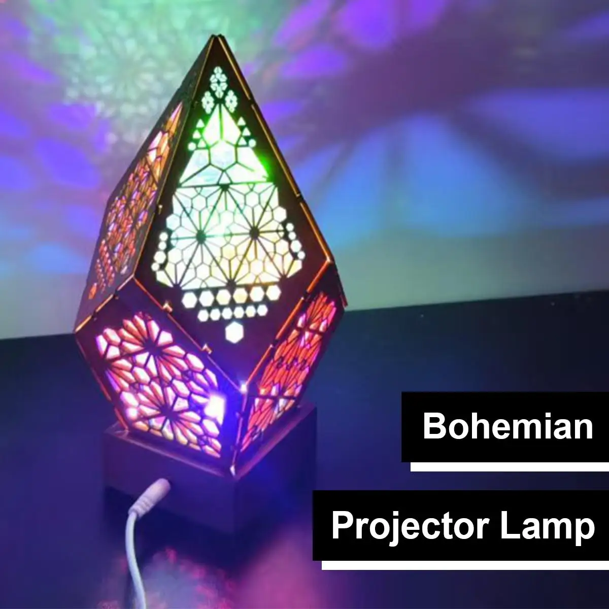 Usb Bohemian Led Projection Table Lamp Star Night For Light Projector Bedroom 3D Wooden Floor Desk Pattern Effect For Decoration