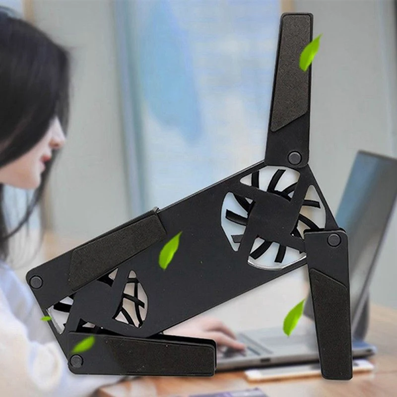 Laptop Desk Support Dual Cooling Fan Notebook Computer Stand USB Rack Holder