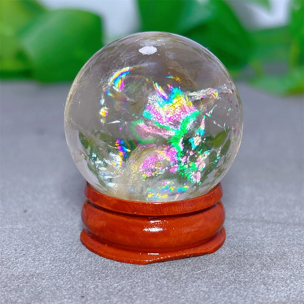 Rainbow Clear Quartz Sphere Crystal Natural Stone Quartz Minerals Home Decoritems Reiki Garden Lucky Love Gifts Energy Healing