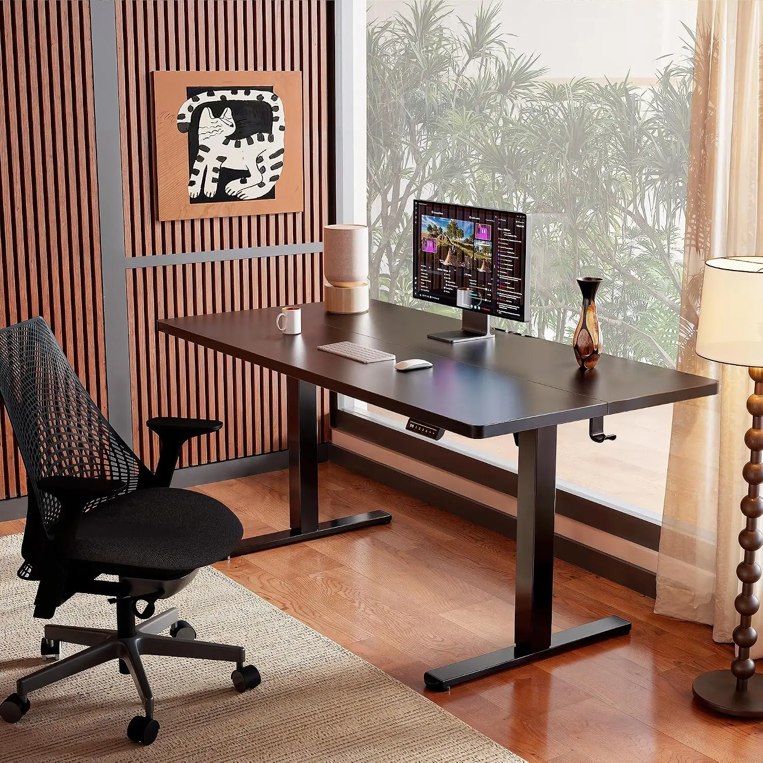 Brand new 48 X 24 Inch Height Adjustable Electric Standing Desk, Black