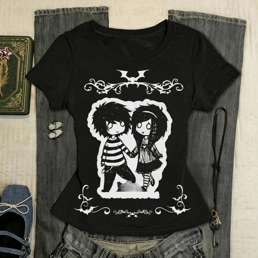 Y2K retro style tops and aesthetic clothing, girls' T-shirts, Y2K various cute styles, 2026 women's Gothic clothing