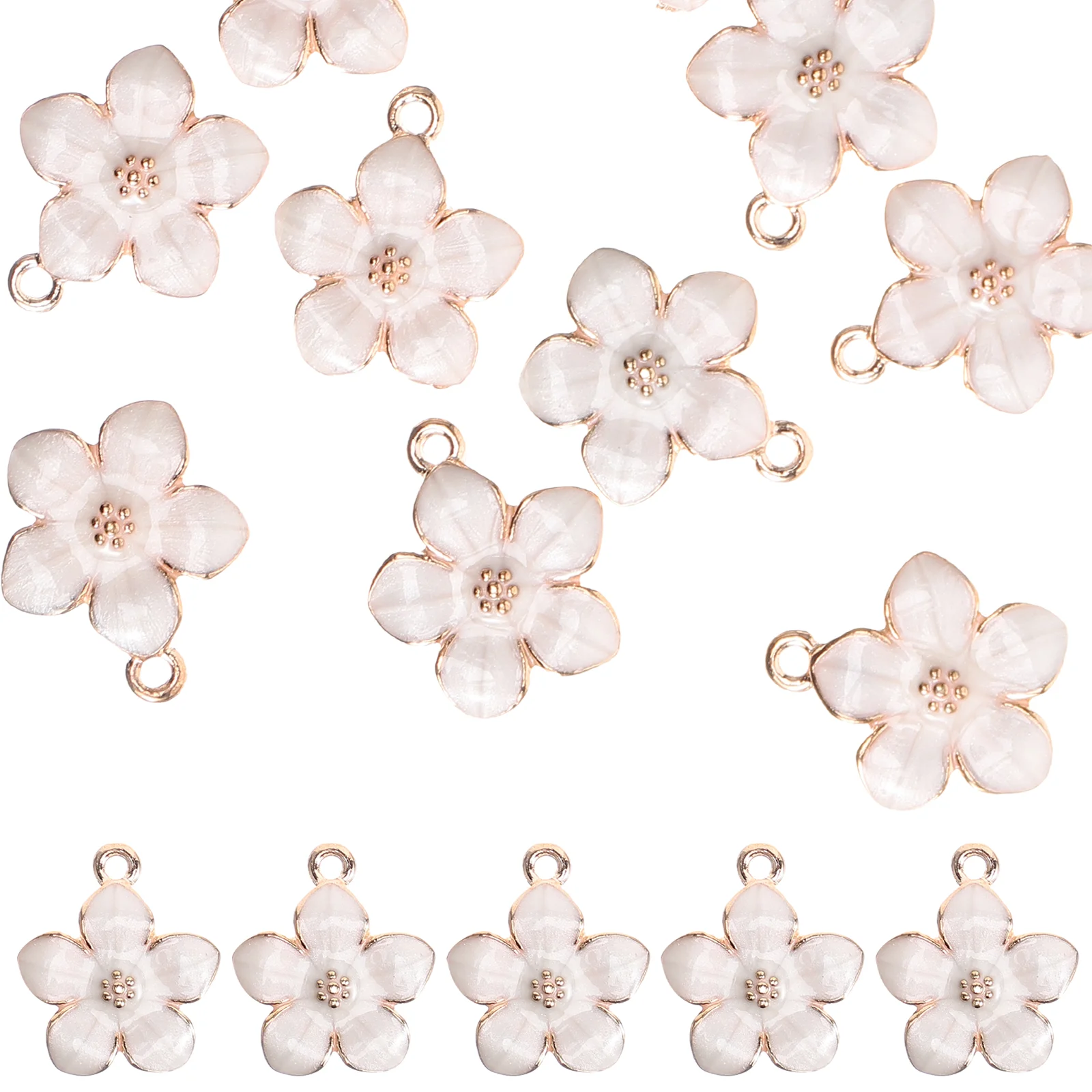 50 Pcs Sakura Pendant Jewelry Gemstones Charms Bracelets Alloy Flower for Making Cherry Blossom Necklace Bead