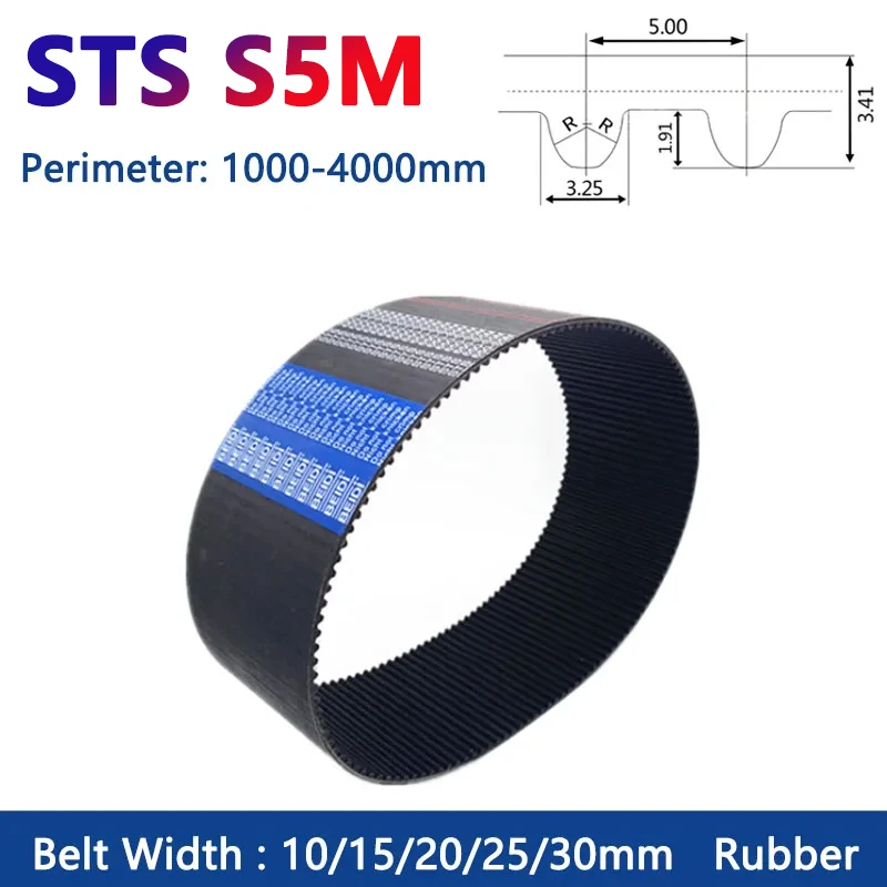 

1pc 1000-4000mm STS S5M Closed Loop Timing Belt Rubber Synchronous Belt Drive Belt for S5M Timing Pulley Width 10 15 20 25 30mm