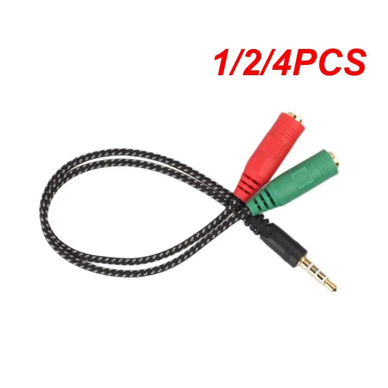 1/2/4PCS Audio Adapter Cable 3.5mm Y Splitter 2 Jack Male to 1 Female Headphone Mic Woven net High Quality Accessories