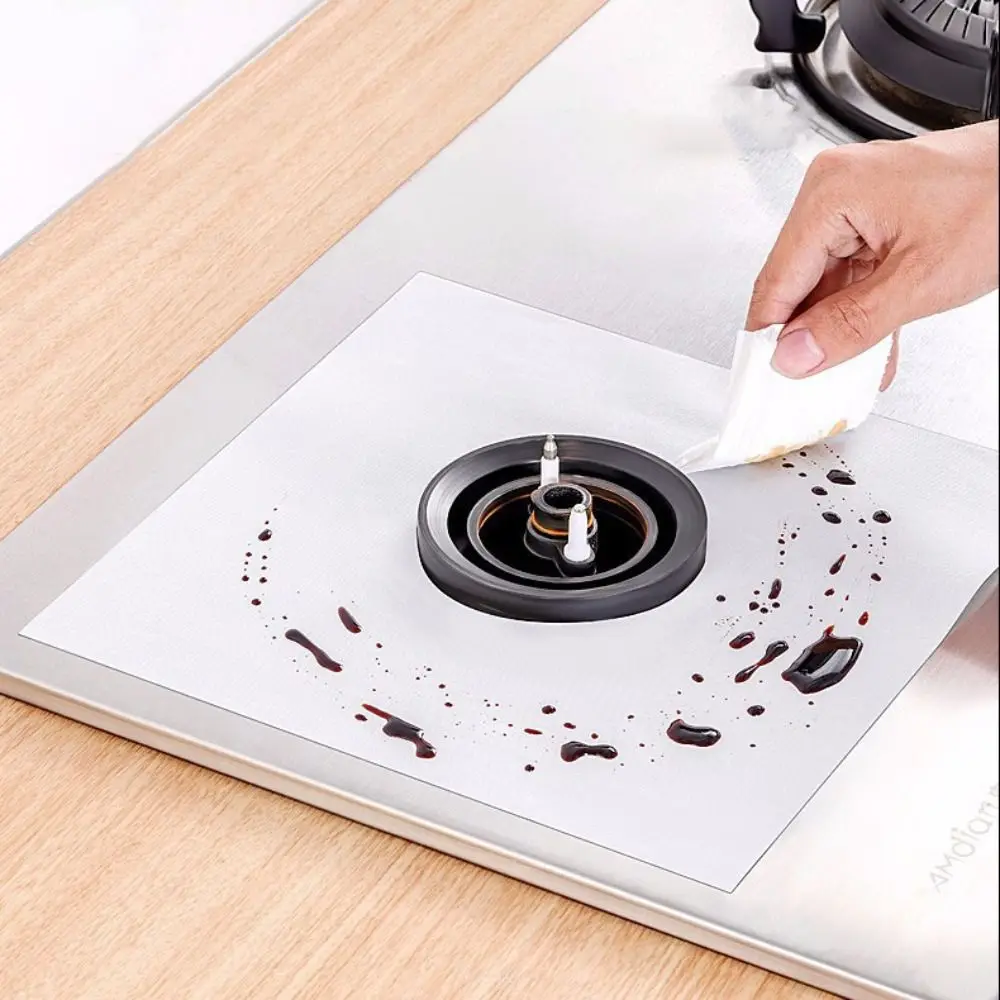 4PCS Heat Resistant Gas Stove Protector Oil-resistant Anti-dirty Gas Stove Pad Cuttable Washable Stovetop Mat Kitchen Countertop